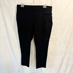 DKNY JEANS Black Pull-On Stretch Pants Size Large Ankle Zip Pocket Slim Fit
